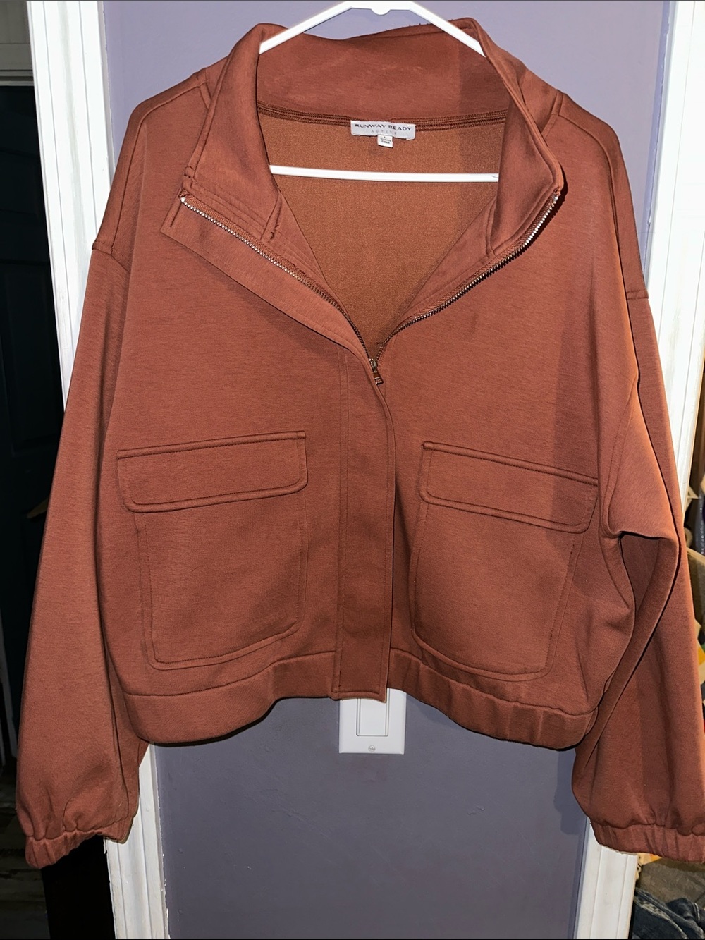 Cropped Utility Jacket in Rust by Unknown Brand